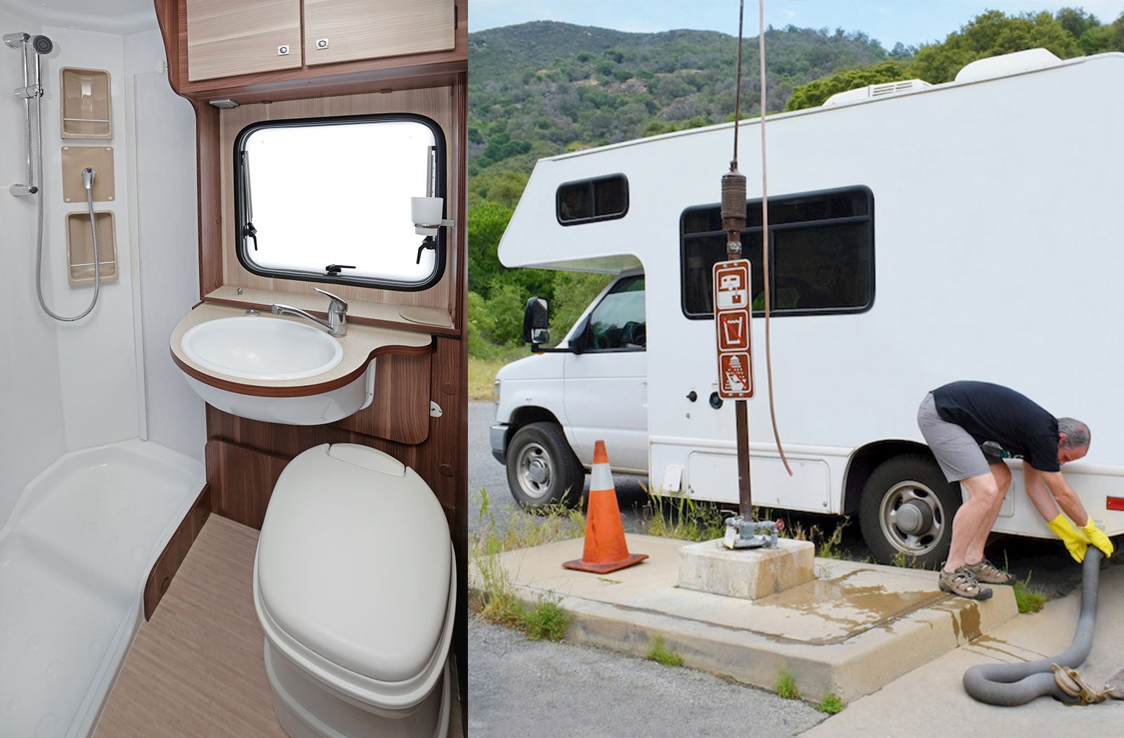 Portable RV/camper toilet and holding tank setup in Glenwood Springs, Colorado