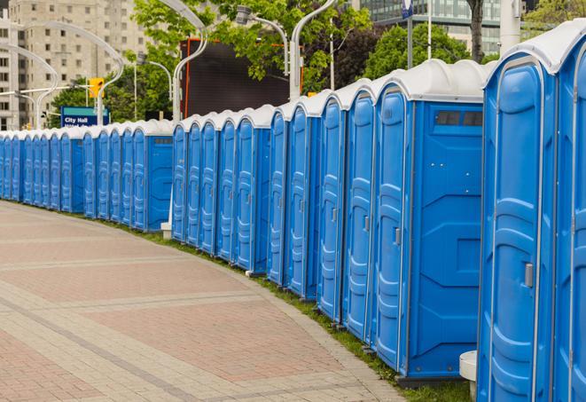 Seasonal porta potty units set up at a Glenwood Springs, Colorado venue