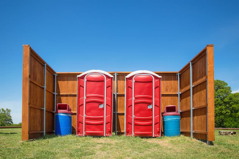 Short-term porta potty units staged for delivery in Glenwood Springs, Colorado